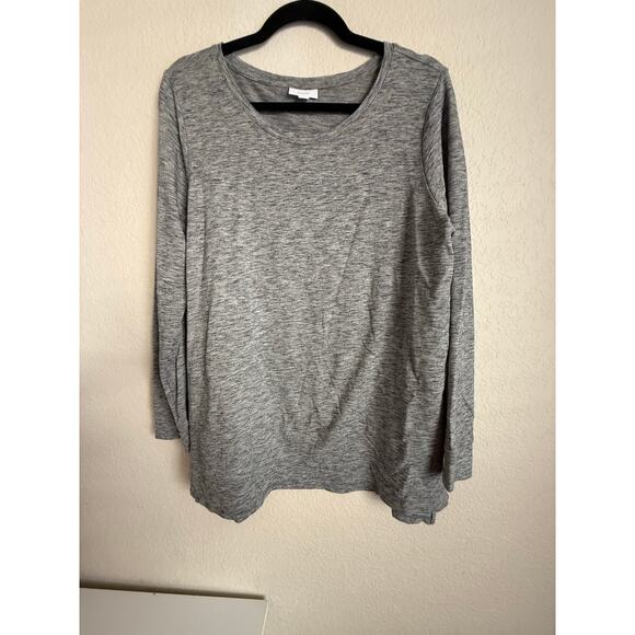 Pure Jill Gray Long Sleeve Top Size L Pima Cotton Tencel Modal Blend Lightweight - Picture 1 of 4